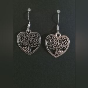 Silver Heart Tree Earrings
